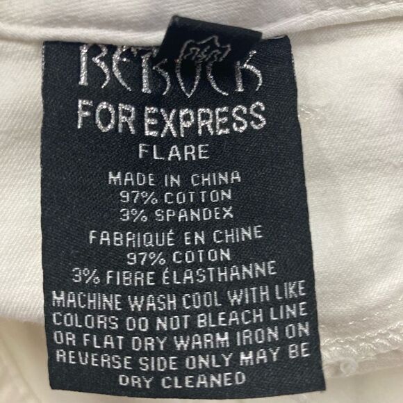 Rerock For Express Women's White Low-Rise Stretch Embellished Flare Jeans Size 8 - Picture 8 of 12